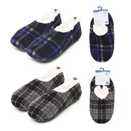 FT2610 MENS CHECK SOFT SOLE SLIPPERS