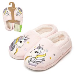 FT2612 KIDS EMBROIDERED UNICORN FULL SLIPPER