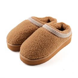 FT2619TAN LADIES BORG SLIPPER