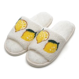 FT2629 LADIES OPEN-TOE LEMON PRINT SLIPPER