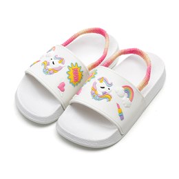 FT2638 KIDS WHITE UNICORN PRINT SLIDERS (24-29)