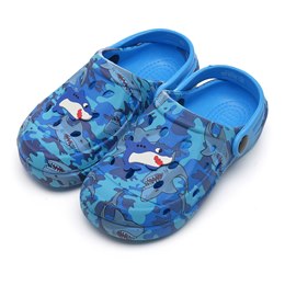 FT2641 KIDS BLUE SHARK PRINT CLOGS