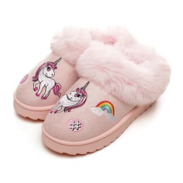 FT2648 KIDS PINK UNICORN BADGE SLIPPER