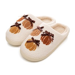 FT2656 LADIES MULE SLIPPER WITH PUMPKIN EMBROIDERY