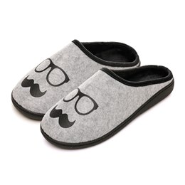 FT2668 MENS NOVELTY MOUSTACHE PRINT MULE SLIPPER