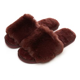 FT2677BUR LADIES PLAIN FLUFFY SLIDER