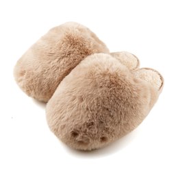 FT2686 LADIES BIG FLUFFY SLIPPERS - CREAM