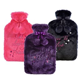 HH0210A PLUSH EMBROIDERED SLOGAN 2 LITRE HOT WATER BOTTLE