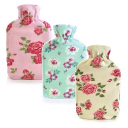 HH0213A 2 LITRE PRETTY FLOWER FLEECE HOTWATER BOTTLE