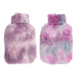 HH0450 2 LITRE LUXURY TIE DYE FAUX FUR HOT WATER BOTTLE