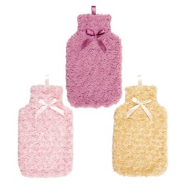 HH0468 2 LITRE ROSE PLUSH HOT WATER BOTTLE
