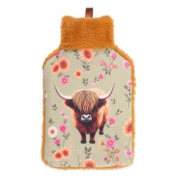 HH0469 2 LITRE HIGHLAND COW PRINTED HOT WATER BOTTLE