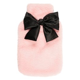 HH0470 2 LITRE PLUSH HOT WATER BOTTLE WITH LARGE BOW DETAIL