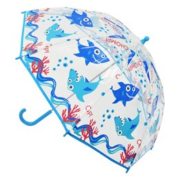 UU0377 KIDS 8 PANEL POE SHARK DOME UMBRELLA