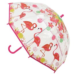 UU0379 KIDS 8 PANEL POE FLAMINGO  DOME UMBRELLA