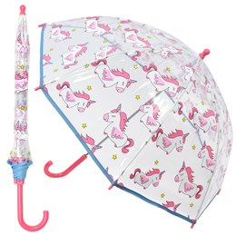 UU0394 KIDS FLYING UNICORN DOMEWITH BLUE EDGE UMBRELLA