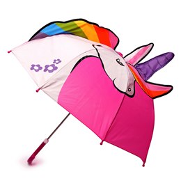 UU0443 KIDS PINK 3D UNICORN UMBRELLA