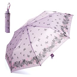 UU0458 LADIES LILAC BUTTERFLY PRINT SUPERMINI UMBRELLA